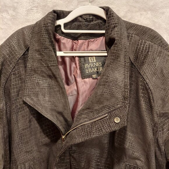 Byrnes & Baker Leather jacket Womens L black snakeskin pattern asymmetrical hips - Picture 13 of 16